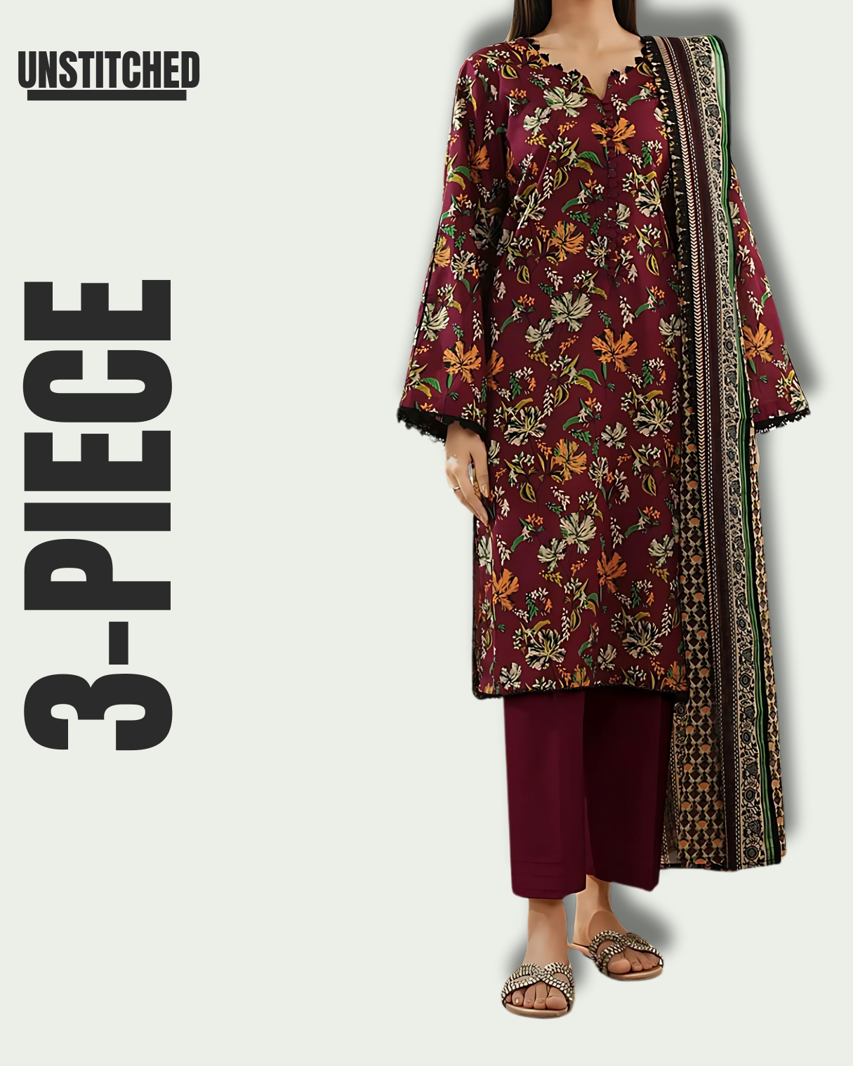 3-Piece Lawn Suit S&B THREADS