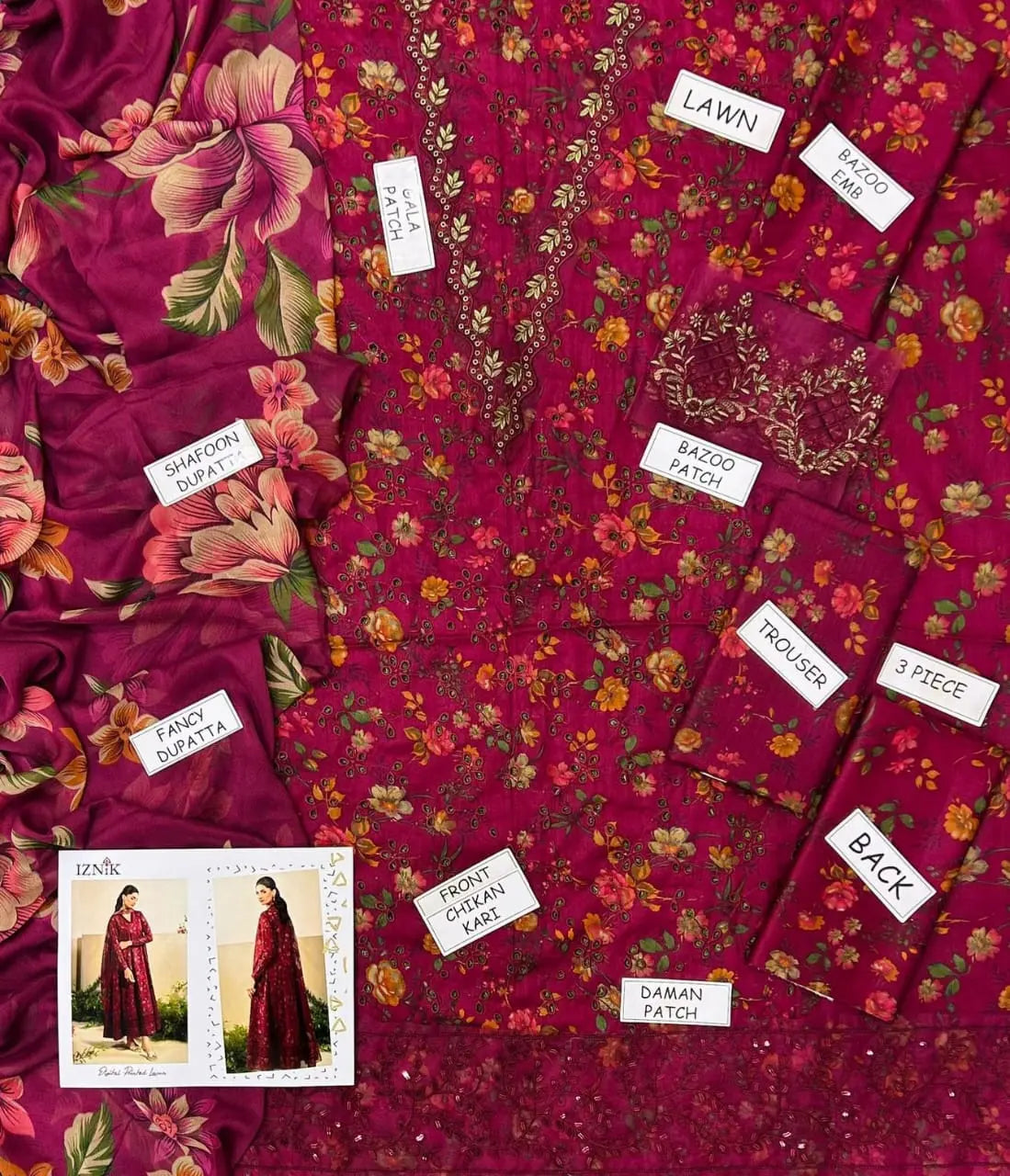 3-PIECE LAWN SUIT S&B THREADS